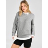 image:imageANRABESS Women Oversized Sweater Fall Crewneck Pullover Top  Cozy Knit Teacher School Outfits for WomenFaux Layered Ribbed TrimLong Sleeve Drop ShoulderPreppy Winter Casual StyleGrey
