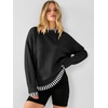 image:imageANRABESS Women Oversized Sweater Fall Crewneck Pullover Top  Cozy Knit Teacher School Outfits for WomenFaux Layered Ribbed TrimLong Sleeve Drop ShoulderPreppy Winter Casual StyleStriped Black