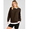 image:imageANRABESS Women Oversized Sweater Fall Crewneck Pullover Top  Cozy Knit Teacher School Outfits for WomenFaux Layered Ribbed TrimLong Sleeve Drop ShoulderPreppy Winter Casual StyleCoffee