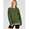 image:imageANRABESS Women Oversized Sweater Fall Crewneck Pullover Top  Cozy Knit Teacher School Outfits for WomenFaux Layered Ribbed TrimLong Sleeve Drop ShoulderPreppy Winter Casual StyleStriped Green