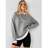 image:imageANRABESS Women Oversized Sweater Fall Crewneck Pullover Top  Cozy Knit Teacher School Outfits for WomenFaux Layered Ribbed TrimLong Sleeve Drop ShoulderPreppy Winter Casual StyleGrey