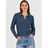 image:imageANRABESS Womens Cable Knit Sweaters Long Sleeve Cropped  V Neck Collared Pullover Sweater Top Polo Knit Shirt Business Casual Work Clothes Daily Wear Fashion Fall Winter OutfitsDeep Blue