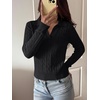 image:imageANRABESS Womens Cable Knit Sweaters Long Sleeve Cropped  V Neck Collared Pullover Sweater Top Polo Knit Shirt Business Casual Work Clothes Daily Wear Fashion Fall Winter OutfitsBlack