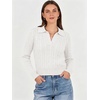 image:imageANRABESS Womens Cable Knit Sweaters Long Sleeve Cropped  V Neck Collared Pullover Sweater Top Polo Knit Shirt Business Casual Work Clothes Daily Wear Fashion Fall Winter OutfitsWhite