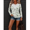 image:imageANRABESS Womens Long Sleeve Shirts Lace Tunic Tops  Scalloped V Neck Floral Print Blouses Soft Regular Fit Business Office Travel Outfits Dressy Casual Fall amp WinterWhite Green Leaf