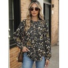 image:imageANRABESS Womens Oversized Printed Henley Neck Sweatshirt  Long Sleeve Tunic Pullover Half Button Curved Hem Side Slit Loose Fit Lightweight  Casual Daily for Leggings Fall WinterBlack Floral