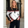 image:imageANRABESS Womens Oversized Printed Henley Neck Sweatshirt  Long Sleeve Tunic Pullover Half Button Curved Hem Side Slit Loose Fit Lightweight  Casual Daily for Leggings Fall WinterRed Black Block