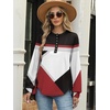image:imageANRABESS Womens Oversized Printed Henley Neck Sweatshirt  Long Sleeve Tunic Pullover Half Button Curved Hem Side Slit Loose Fit Lightweight  Casual Daily for Leggings Fall WinterRed Black Block
