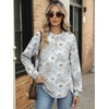 image:imageANRABESS Womens Oversized Printed Henley Neck Sweatshirt  Long Sleeve Tunic Pullover Half Button Curved Hem Side Slit Loose Fit Lightweight  Casual Daily for Leggings Fall WinterBlue Dandelion