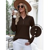 image:imageANRABESS Long Sleeve Polo Sweaters for Women Pearl Button  Business Casual Work Office Pullover Tops Basic Lightweight Comfy Knit Fall Fashion Winter Layer ClothesCoffee