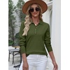 image:imageANRABESS Long Sleeve Polo Sweaters for Women Pearl Button  Business Casual Work Office Pullover Tops Basic Lightweight Comfy Knit Fall Fashion Winter Layer ClothesArmy Green