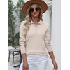 image:imageANRABESS Long Sleeve Polo Sweaters for Women Pearl Button  Business Casual Work Office Pullover Tops Basic Lightweight Comfy Knit Fall Fashion Winter Layer ClothesAlmond