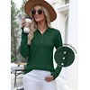 image:imageANRABESS Long Sleeve Polo Sweaters for Women Pearl Button  Business Casual Work Office Pullover Tops Basic Lightweight Comfy Knit Fall Fashion Winter Layer ClothesForest Green