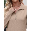 image:imageANRABESS Long Sleeve Polo Sweaters for Women Pearl Button  Business Casual Work Office Pullover Tops Basic Lightweight Comfy Knit Fall Fashion Winter Layer ClothesTan