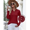 image:imageANRABESS Long Sleeve Polo Sweaters for Women Pearl Button  Business Casual Work Office Pullover Tops Basic Lightweight Comfy Knit Fall Fashion Winter Layer ClothesRed