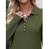 image:imageANRABESS Long Sleeve Polo Sweaters for Women Pearl Button  Business Casual Work Office Pullover Tops Basic Lightweight Comfy Knit Fall Fashion Winter Layer ClothesArmy Green