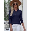 image:imageANRABESS Long Sleeve Polo Sweaters for Women Pearl Button  Business Casual Work Office Pullover Tops Basic Lightweight Comfy Knit Fall Fashion Winter Layer ClothesNavy Blue