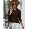 image:imageANRABESS Long Sleeve Polo Sweaters for Women Pearl Button  Business Casual Work Office Pullover Tops Basic Lightweight Comfy Knit Fall Fashion Winter Layer ClothesCoffee