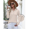image:imageANRABESS Long Sleeve Polo Sweaters for Women Pearl Button  Business Casual Work Office Pullover Tops Basic Lightweight Comfy Knit Fall Fashion Winter Layer ClothesAlmond