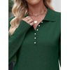 image:imageANRABESS Long Sleeve Polo Sweaters for Women Pearl Button  Business Casual Work Office Pullover Tops Basic Lightweight Comfy Knit Fall Fashion Winter Layer ClothesForest Green