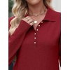 image:imageANRABESS Long Sleeve Polo Sweaters for Women Pearl Button  Business Casual Work Office Pullover Tops Basic Lightweight Comfy Knit Fall Fashion Winter Layer ClothesRed