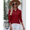 image:imageANRABESS Long Sleeve Polo Sweaters for Women Pearl Button  Business Casual Work Office Pullover Tops Basic Lightweight Comfy Knit Fall Fashion Winter Layer ClothesRed