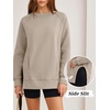 image:imageANRABESS Oversized Sweatshirt for Women Crewneck Fall Outfits  Long Sleeve Side Slit Pullover Tops Comfy Soft Fleece Loose Fit Sweatshirts with Pockets Casual Work Lounge Winter ClothesLight Khaki