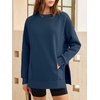 image:imageANRABESS Oversized Sweatshirt for Women Crewneck Fall Outfits  Long Sleeve Side Slit Pullover Tops Comfy Soft Fleece Loose Fit Sweatshirts with Pockets Casual Work Lounge Winter ClothesNavy Blue