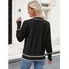 image:imageANRABESS Sweaters for Women Fall Lightweight Knit Pullover  Soft Long Sleeve V Neck Loose Fit Shirts Business Casual Work Tops Winter Spring BlousesBlack White