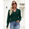 image:imageANRABESS Sweaters for Women Fall Lightweight Knit Pullover  Soft Long Sleeve V Neck Loose Fit Shirts Business Casual Work Tops Winter Spring BlousesDark Green