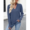 image:imageANRABESS Sweaters for Women Fall Lightweight Knit Pullover  Soft Long Sleeve V Neck Loose Fit Shirts Business Casual Work Tops Winter Spring BlousesDeep Blue