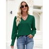 image:imageANRABESS Sweaters for Women Fall Lightweight Knit Pullover  Soft Long Sleeve V Neck Loose Fit Shirts Business Casual Work Tops Winter Spring BlousesForest Green