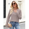 image:imageANRABESS Sweaters for Women Fall Lightweight Knit Pullover  Soft Long Sleeve V Neck Loose Fit Shirts Business Casual Work Tops Winter Spring BlousesGrey Khaki