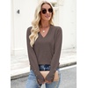 image:imageANRABESS Sweaters for Women Fall Lightweight Knit Pullover  Soft Long Sleeve V Neck Loose Fit Shirts Business Casual Work Tops Winter Spring BlousesTaupe