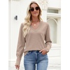 image:imageANRABESS Sweaters for Women Fall Lightweight Knit Pullover  Soft Long Sleeve V Neck Loose Fit Shirts Business Casual Work Tops Winter Spring BlousesTan