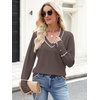 image:imageANRABESS Sweaters for Women Fall Lightweight Knit Pullover  Soft Long Sleeve V Neck Loose Fit Shirts Business Casual Work Tops Winter Spring BlousesTaupe White