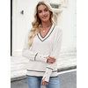 image:imageANRABESS Sweaters for Women Fall Lightweight Knit Pullover  Soft Long Sleeve V Neck Loose Fit Shirts Business Casual Work Tops Winter Spring BlousesWhite Black