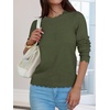 image:imageANRABESS Sweaters for Women Loose Fit Lightweight  Scalloped Long Sleeve Tops Soft Cozy Knit Pullover Travel Work Daily Wear Colthes 2026 Fall Casual Dressy OutfitsArmy Green