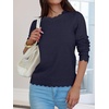 image:imageANRABESS Sweaters for Women Loose Fit Lightweight  Scalloped Long Sleeve Tops Soft Cozy Knit Pullover Travel Work Daily Wear Colthes 2026 Fall Casual Dressy OutfitsNavy Blue