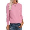 image:imageANRABESS Sweaters for Women Loose Fit Lightweight  Scalloped Long Sleeve Tops Soft Cozy Knit Pullover Travel Work Daily Wear Colthes 2026 Fall Casual Dressy OutfitsCoral Pink