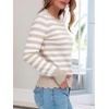 image:imageANRABESS Sweaters for Women Loose Fit Lightweight  Scalloped Long Sleeve Tops Soft Cozy Knit Pullover Travel Work Daily Wear Colthes 2026 Fall Casual Dressy OutfitsAlmond White Stripe