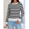 image:imageANRABESS Sweaters for Women Loose Fit Lightweight  Scalloped Long Sleeve Tops Soft Cozy Knit Pullover Travel Work Daily Wear Colthes 2026 Fall Casual Dressy OutfitsWhite Black Stripe