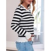 image:imageANRABESS Sweaters for Women Loose Fit Lightweight  Scalloped Long Sleeve Tops Soft Cozy Knit Pullover Travel Work Daily Wear Colthes 2026 Fall Casual Dressy OutfitsWhite Black Stripe
