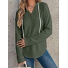 image:imageANRABESS Waffle Knit Hoodies for Women Lightweight Sweatshirt  Comfy Drawstring Long Sleeve Fall Fashion Pullover Tops Loose Fit Curved Hem Casual Daily Wear amp Work Winter OutfitsArmy Green