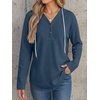 image:imageANRABESS Waffle Knit Hoodies for Women Lightweight Sweatshirt  Comfy Drawstring Long Sleeve Fall Fashion Pullover Tops Loose Fit Curved Hem Casual Daily Wear amp Work Winter OutfitsNavy Blue