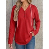 image:imageANRABESS Waffle Knit Hoodies for Women Lightweight Sweatshirt  Comfy Drawstring Long Sleeve Fall Fashion Pullover Tops Loose Fit Curved Hem Casual Daily Wear amp Work Winter OutfitsRed