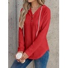 image:imageANRABESS Waffle Knit Hoodies for Women Lightweight Sweatshirt  Comfy Drawstring Long Sleeve Fall Fashion Pullover Tops Loose Fit Curved Hem Casual Daily Wear amp Work Winter OutfitsRed