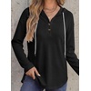 image:imageANRABESS Waffle Knit Hoodies for Women Lightweight Sweatshirt  Comfy Drawstring Long Sleeve Fall Fashion Pullover Tops Loose Fit Curved Hem Casual Daily Wear amp Work Winter OutfitsBlack