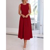 image:imageANRABESS Women Formal Sleeveless Cocktail Midi Dresses  Summer Wedding Guest Dress Elegant with Belted Business Work Modest ALine Versatile for Party Dinner EveningRed