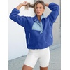 image:imageANRABESS Women Fuzzy Fleece Pullover Sherpa Jackets  Long Sleeve Button Down Warm Soft Color Block Sweatshirt with PocketsBlue Mixed